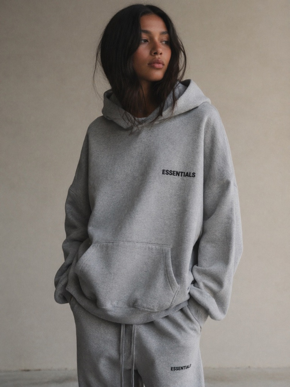 Fear of God Essentials Oversized Hoodie Gray Pullover Size L